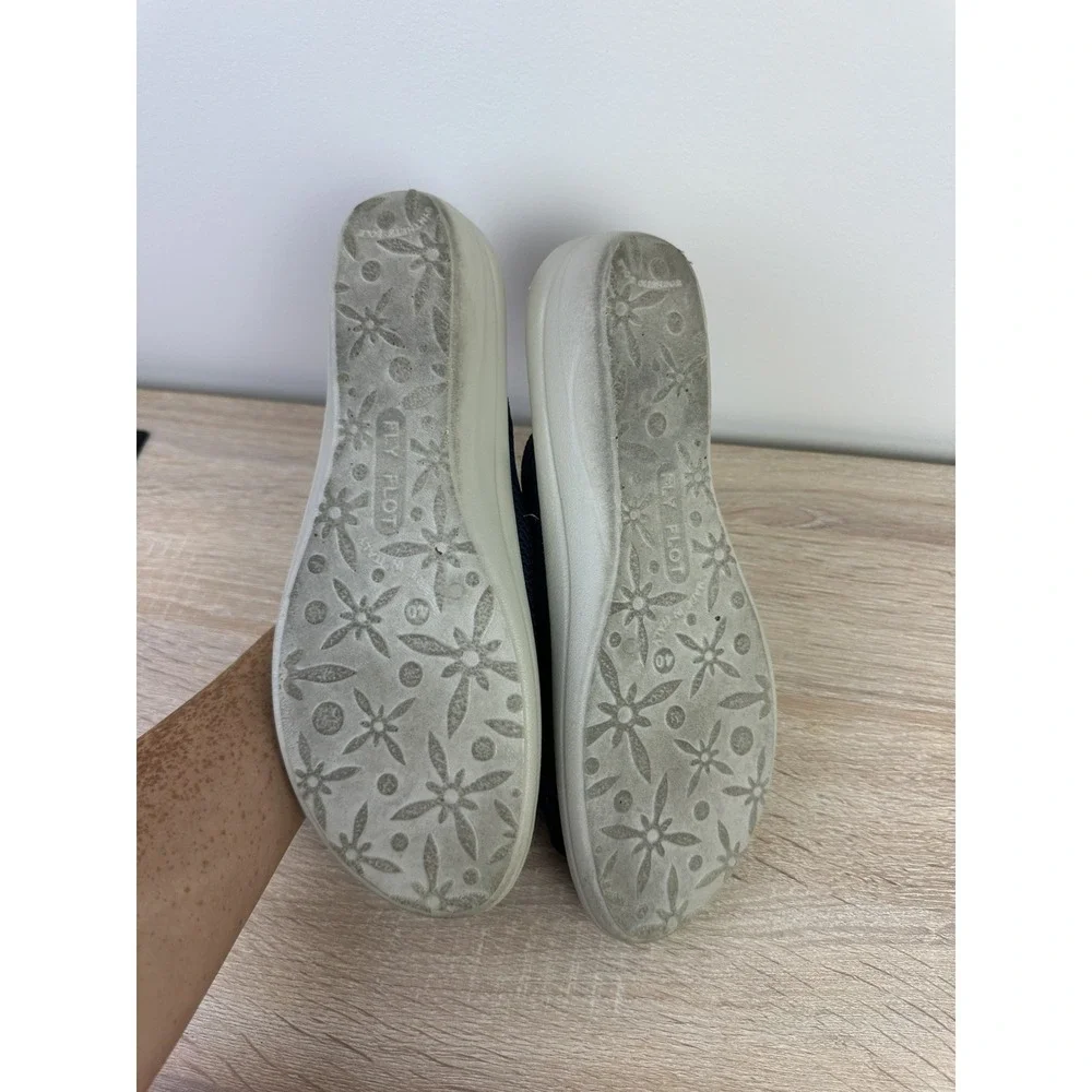 Fly Flot Women's EU40 Navy Mesh Clogs Anti-Shock Slip On Mules EUC Italy